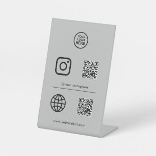 Signe De Table Symbole QR de l'icône des médias sociaux