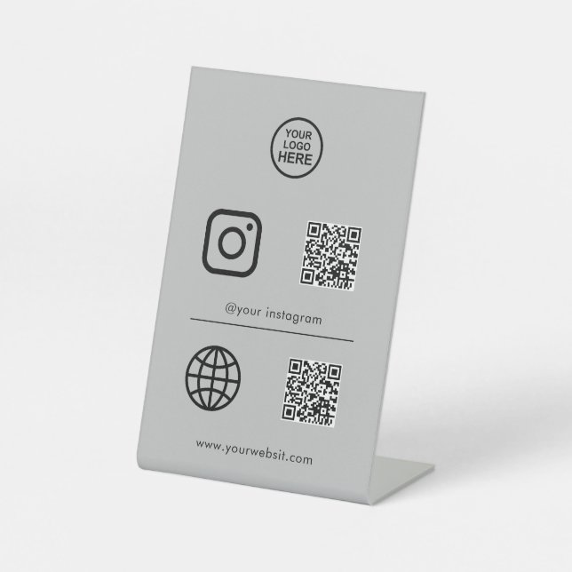 Signe De Table Symbole QR de l'icône des médias sociaux (Recto)