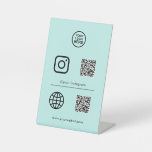 Signe De Table Symbole QR de l'icône des médias sociaux