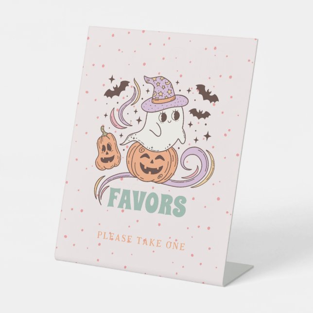 Signe De Table Symbole Retro Ghost Halloween Fête d'anniversaire  (Recto)