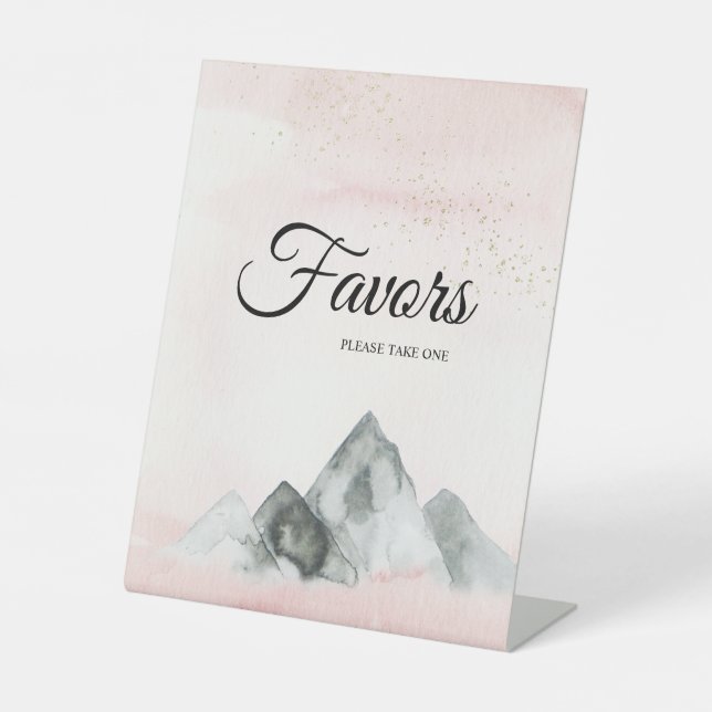 Signe De Table Symbole rose Sunrise Mountain Wedding Favors (Recto)