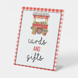 Signe De Table Symbole Rouge En vichy Farmer's Market Cards and G