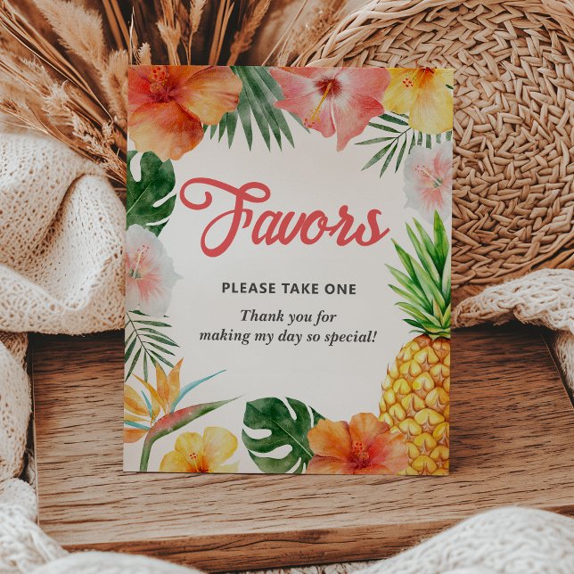 Signe De Table Symbole Tropical Hawaiian Birthday Party Favoriser (Créateur téléchargé)