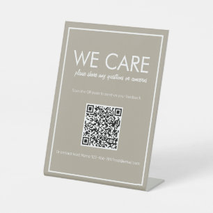 Signe De Table Système moderne Beige QR Code de base de commentai
