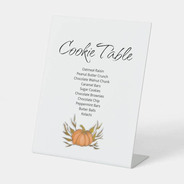 Signe De Table Table de biscuits petit Citrouille Baby shower d'a (Recto)