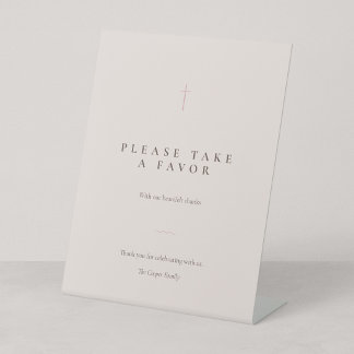 Signe De Table Table de faveur de croix chrétienne minimale Blush