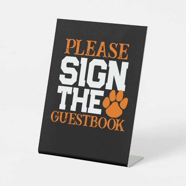 Signe De Table Table de graduation Orange & Black Guestbook (Recto)