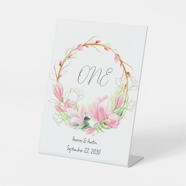 Signe De Table Table Magnolias Rose (Recto)