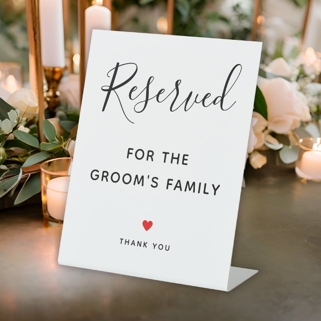 Signe De Table Table réservée à la famille du Mariage de script (Script Wedding Groom's Family Reserved Table Pedestal Sign
)
