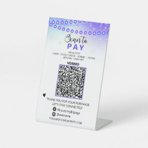 Signe De Table ~* Table Tente PAYE QR Code Tabletop Pedestal Sign