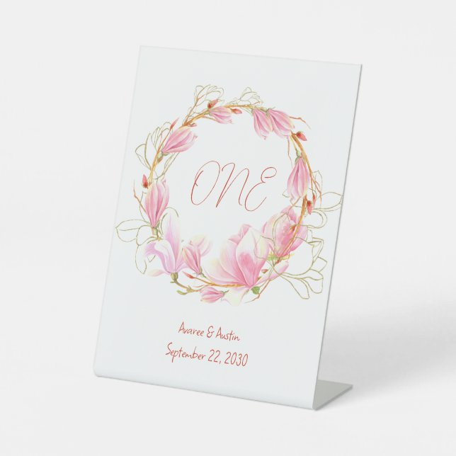 Signe De Table Tablette de couronne rose Magnolias (Recto)