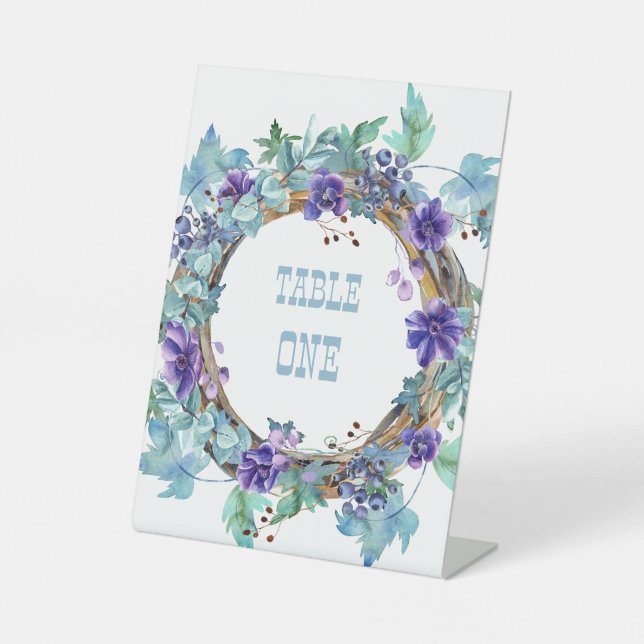 Signe De Table Tablette de couronnes florales à anémones violette (Recto)