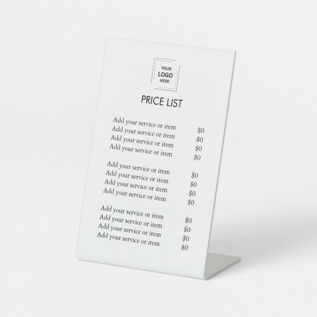 Signe De Table Tarif blanc personnalisé | Logo d'entreprise moder (Recto)