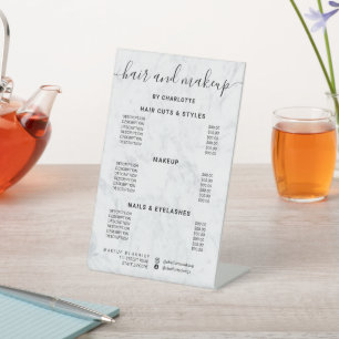 Signe De Table Tarif du salon de coiffure et de maquillage de cal