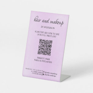 Signe De Table Tarif numérique QR simple noir et blanc