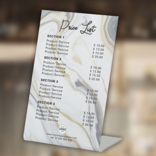 Signe De Table Tarif personnalisé ou prix de service Marble Effet