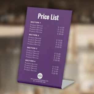 Signe De Table Tarif personnalisé ou services Simple moderne viol