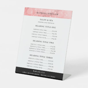 Signe De Table Tarification des services commerciaux Bokeh rose l
