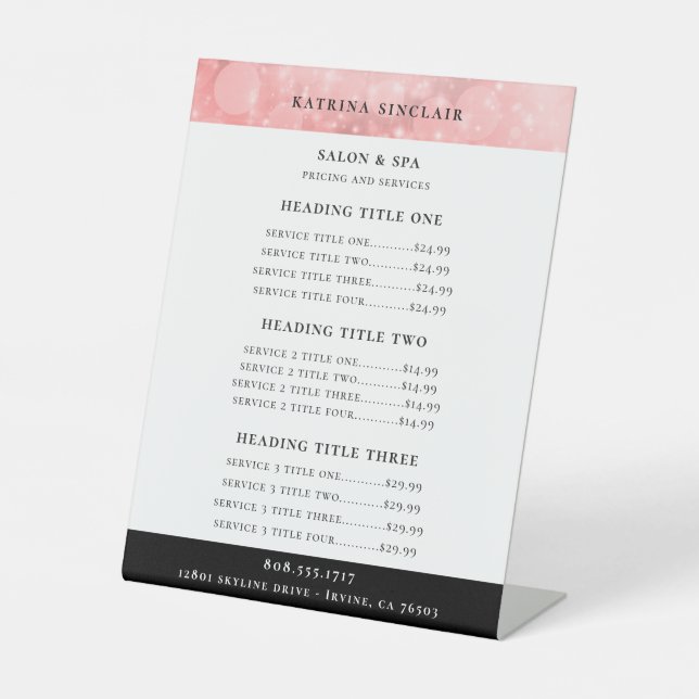 Signe De Table Tarification des services commerciaux Bokeh Rose L (Recto)