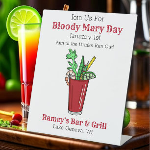 Signe De Table Taverne papier promotionnel pour la journée Bloody