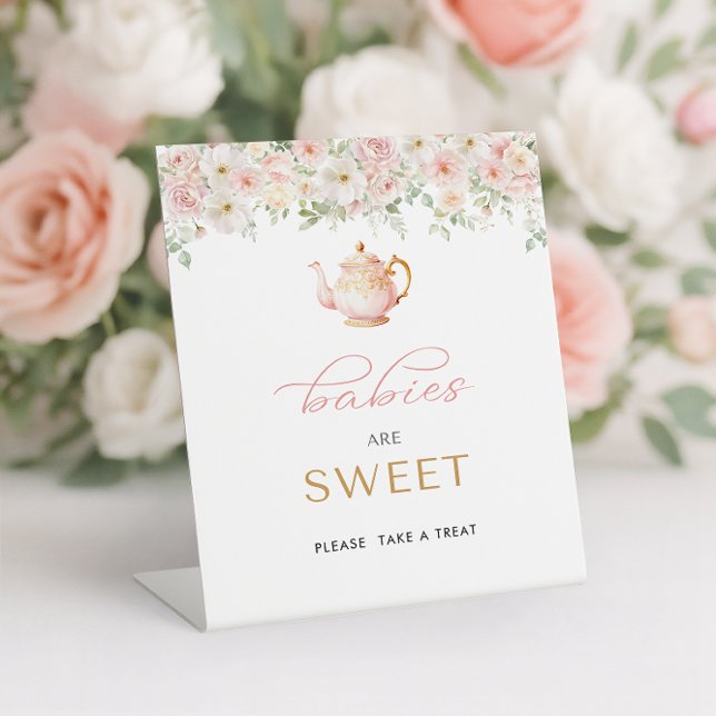 Signe De Table Tea Party Baby Shower Treat (Tea Party Baby Shower Babies are Sweet, Please Take a Treat Pedestal Sign
)