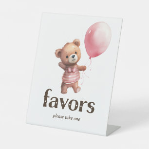 Signe De Table Teddy Bear Girl Baby shower Faveurs