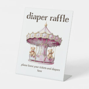 Signe De Table Teddy Bear Twin Girl Baby shower Déchets Raffle