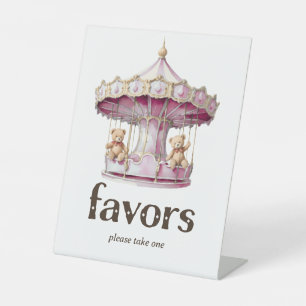 Signe De Table Teddy Bear Twin Girl Baby shower Faveurs