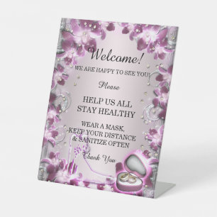 Signe De Table Tendance violet floral chic sécurité Mariage