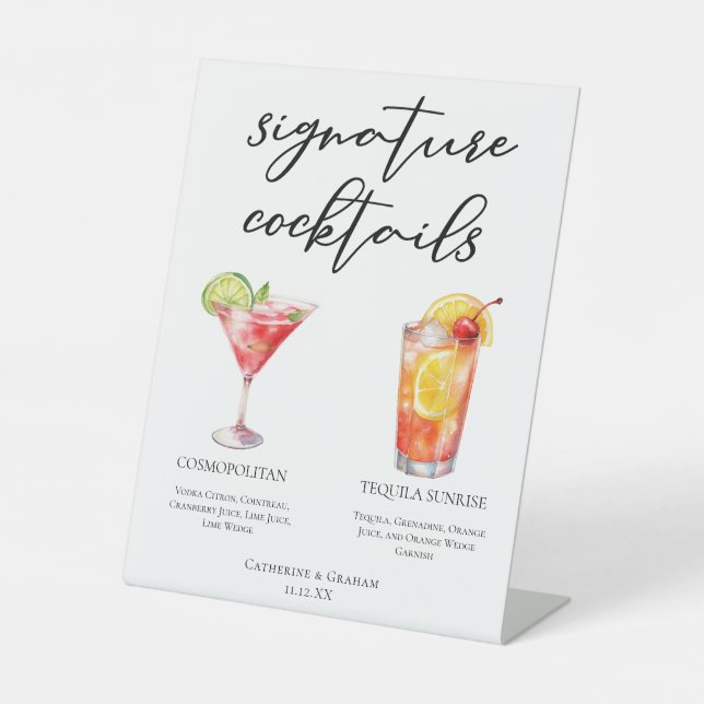 Signe De Table Tequila Sunrise Cosmopolite Menu Cocktails (Recto)