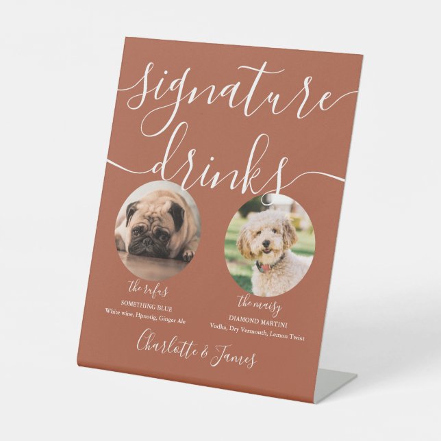 Signe De Table Terracotta Mariage Animaux de compagnie Signature  (Recto)