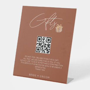Signe De Table Terracotta QR don registre honeymoon fonds mariage