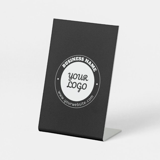 Signe De Table Texte circulaire modifiable et Modèle de logo télé (Recto)