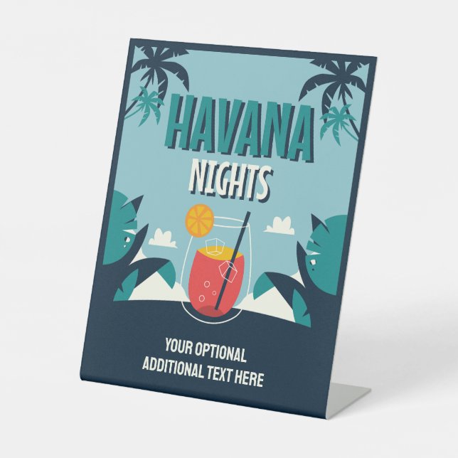 Signe De Table Texte personnalisé "Havana Nights" (Recto)