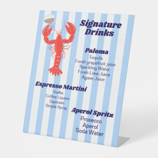 Signe De Table Thème de homard Cocktail Signal piédestal