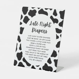 Signe De Table Thème de la vache couche tard la nuit Jeu