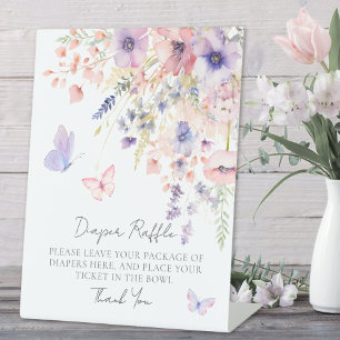 Signe De Table Tirage de Couches Papillon Fleur Sauvage Baby Show