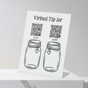 Signe De Table Tirelire Virtuelle, Scannez pour Donner dans le Po