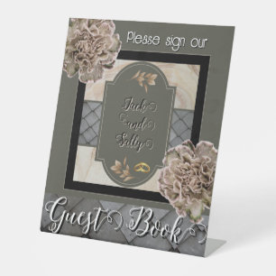 Signe De Table Tons neutres Floral Livre d'or