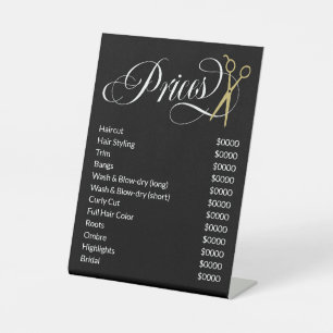 Signe De Table Tourbillonnant Script Gold Ciseaux Salon de cheveu