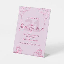 Signe De Table Tous les Pedestal d'Anniversaire Rose
