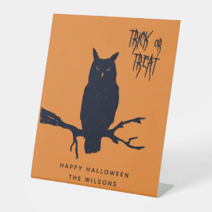 Signe De Table Trick or Treat - Chouette effrayante - Halloween o