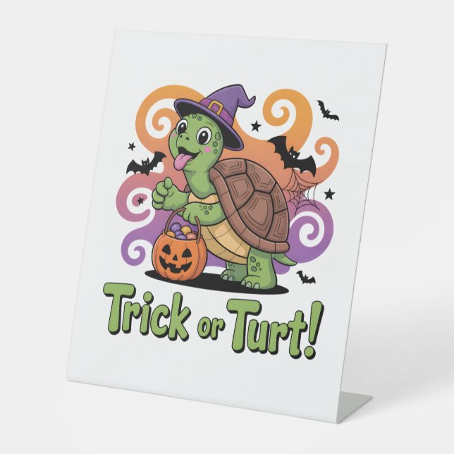 Signe De Table Trick ou Turt Funny Turtle Halloween (Recto)