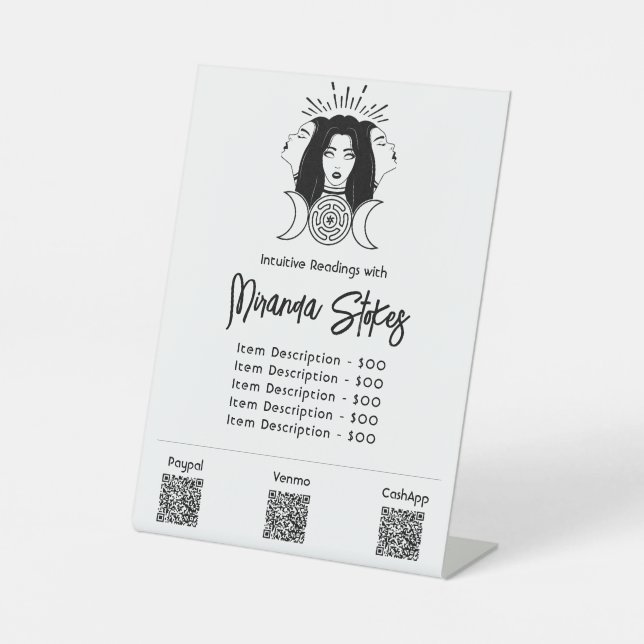Signe De Table Triple Déesse Hecate Black & White Tarifs (Recto)