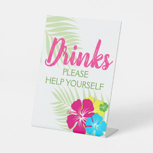 Signe De Table Tropical Luau Hawaiian Hibiscus Boissons Table Par