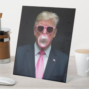 Signe De Table Trump Bubble Gum Rose Président 47 États-Unis