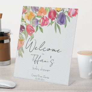 Signe De Table Tulipes rayonnantes Vibrant Baby shower floral