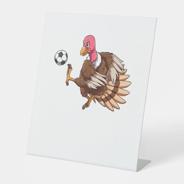Signe De Table Turquie Football Thanksgiving Turquie Jouer Au Foo (Recto)