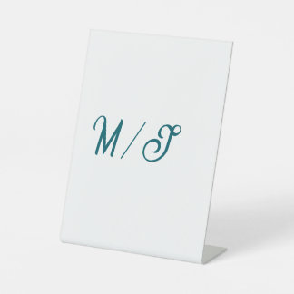 Signe De Table Turquoise monogram wedding couple name simple styl