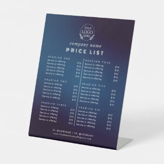 Signe De Table Typographie chic Liste des prix des services aux e